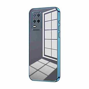 For Realme 8 5G Transparent Plating Fine Hole Phone Case(Blue)
