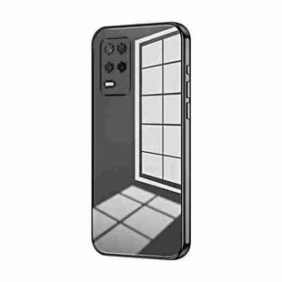 For Realme 8 5G Transparent Plating Fine Hole Phone Case(Black)