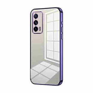 For Realme X7 Pro Ultra Transparent Plating Fine Hole Phone Case(Purple)