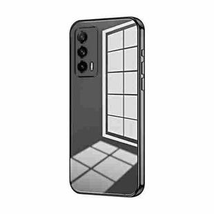 For Realme X7 Pro Ultra Transparent Plating Fine Hole Phone Case(Black)