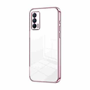 For Realme V15 / X7 India Transparent Plating Fine Hole Phone Case(Pink)