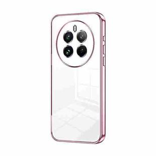 For Realme 12 Pro Transparent Plating Fine Hole Phone Case(Pink)