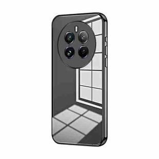 For Realme 12 Pro Transparent Plating Fine Hole Phone Case(Black)
