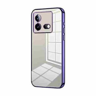 For vivo iQOO Neo8 / Neo8 Pro Transparent Plating Fine Hole Phone Case(Purple)