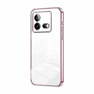 For vivo iQOO Neo8 / Neo8 Pro Transparent Plating Fine Hole Phone Case(Pink)