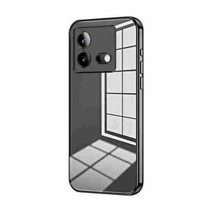 For vivo iQOO Neo8 / Neo8 Pro Transparent Plating Fine Hole Phone Case(Black)
