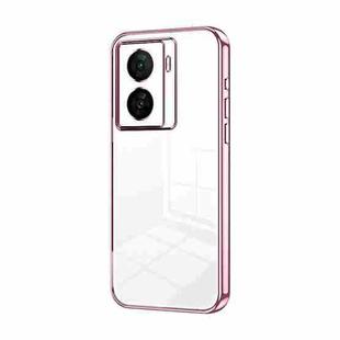 For vivo iQOO Z7x Transparent Plating Fine Hole Phone Case(Pink)