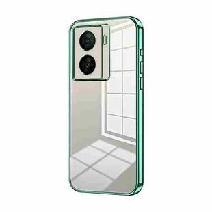 For vivo iQOO Z7x Transparent Plating Fine Hole Phone Case(Green)