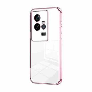 For vivo iQOO 11 Transparent Plating Fine Hole Phone Case(Pink)