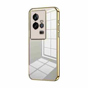 For vivo iQOO 11 Transparent Plating Fine Hole Phone Case(Gold)
