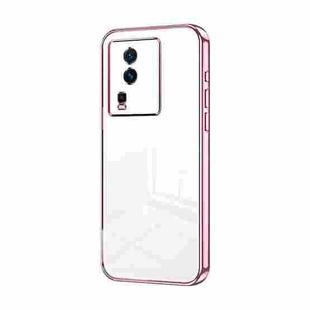 For vivo iQOO Neo7 Transparent Plating Fine Hole Phone Case(Pink)