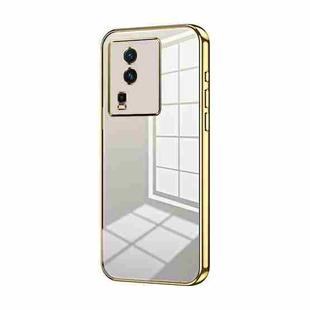 For vivo iQOO Neo7 Transparent Plating Fine Hole Phone Case(Gold)