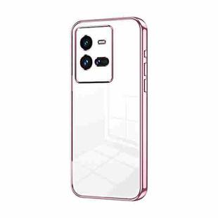 For vivo iQOO 10 Pro Transparent Plating Fine Hole Phone Case(Pink)