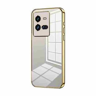 For vivo iQOO 10 Pro Transparent Plating Fine Hole Phone Case(Gold)