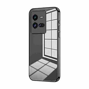 For vivo iQOO 10 Pro Transparent Plating Fine Hole Phone Case(Black)