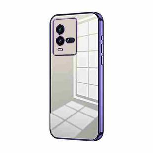 For vivo iQOO 10 Transparent Plating Fine Hole Phone Case(Purple)