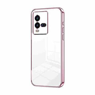 For vivo iQOO 10 Transparent Plating Fine Hole Phone Case(Pink)