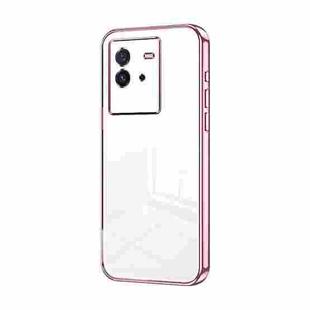 For vivo iQOO Neo6 Transparent Plating Fine Hole Phone Case(Pink)