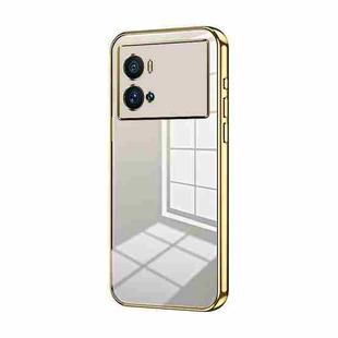 For vivo iQOO 9 Pro Transparent Plating Fine Hole Phone Case(Gold)
