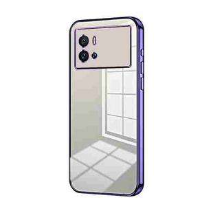 For vivo iQOO 9 Transparent Plating Fine Hole Phone Case(Purple)