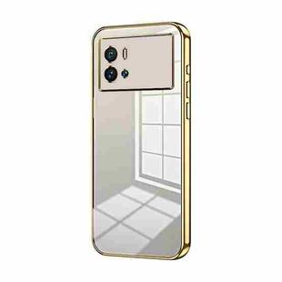 For vivo iQOO 9 Transparent Plating Fine Hole Phone Case(Gold)