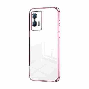 For vivo iQOO U5 Transparent Plating Fine Hole Phone Case(Pink)