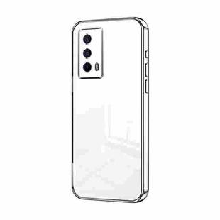 For vivo iQOO Z5 Transparent Plating Fine Hole Phone Case(Silver)