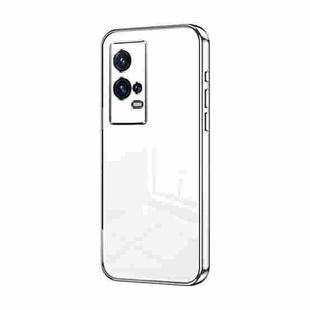 For vivo iQOO 8 Pro Transparent Plating Fine Hole Phone Case(Silver)