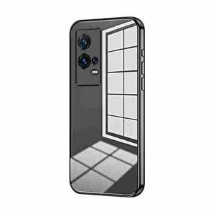 For vivo iQOO 8 Pro Transparent Plating Fine Hole Phone Case(Black)