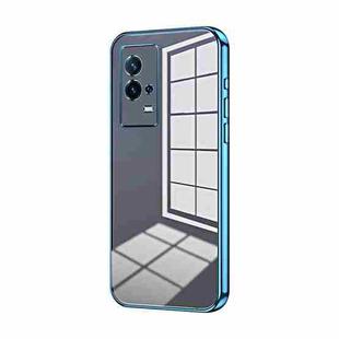 For vivo iQOO 8 Transparent Plating Fine Hole Phone Case(Blue)