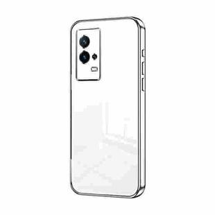 For vivo iQOO 8 Transparent Plating Fine Hole Phone Case(Silver)