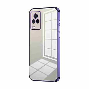 For vivo iQOO 7 Transparent Plating Fine Hole Phone Case(Purple)
