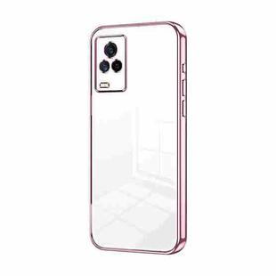 For vivo iQOO 7 Transparent Plating Fine Hole Phone Case(Pink)