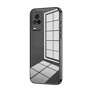 For vivo iQOO 7 Transparent Plating Fine Hole Phone Case(Black)