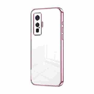 For vivo iQOO 5 Pro Transparent Plating Fine Hole Phone Case(Pink)