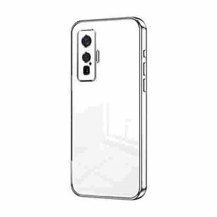 For vivo iQOO 5 Pro Transparent Plating Fine Hole Phone Case(Silver)