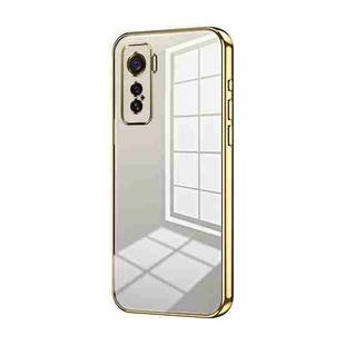 For vivo iQOO 5 Transparent Plating Fine Hole Phone Case(Gold)