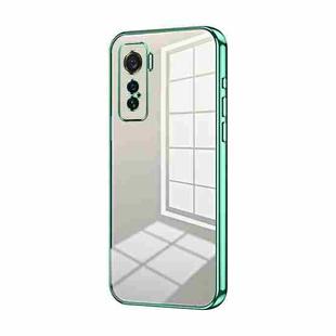 For vivo iQOO 5 Transparent Plating Fine Hole Phone Case(Green)