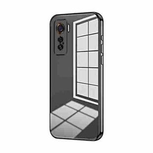 For vivo iQOO 5 Transparent Plating Fine Hole Phone Case(Black)
