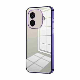 For vivo iQOO Z9 Transparent Plating Fine Hole Phone Case(Purple)