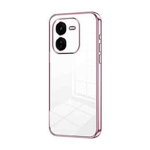 For vivo iQOO Z9x Transparent Plating Fine Hole Phone Case(Pink)