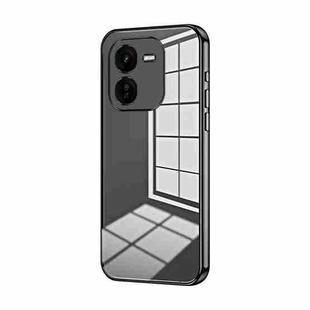 For vivo iQOO Z9x Transparent Plating Fine Hole Phone Case(Black)