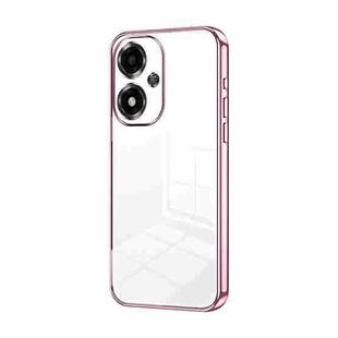 For OPPO A2m Transparent Plating Fine Hole Phone Case(Pink)