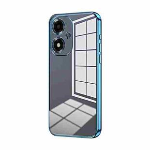 For OPPO A2m Transparent Plating Fine Hole Phone Case(Blue)