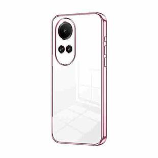 For OPPO Reno10 5G/Reno10 Pro 5G Global Transparent Plating Fine Hole Phone Case(Pink)