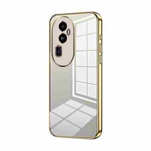 For OPPO Reno10 Pro+ Transparent Plating Fine Hole Phone Case(Gold)