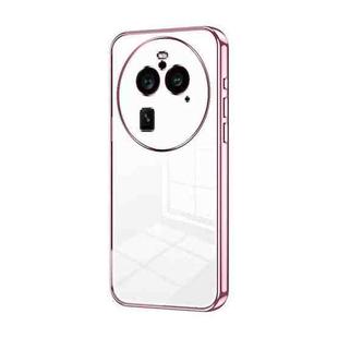 For OPPO Find X6 Pro Transparent Plating Fine Hole Phone Case(Pink)