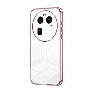 For OPPO Find X6 Transparent Plating Fine Hole Phone Case(Pink)