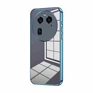 For OPPO Find X6 Transparent Plating Fine Hole Phone Case(Blue)