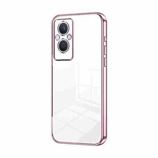 For OPPO Reno7 Z 5G / F21 Pro 5G Transparent Plating Fine Hole Phone Case(Pink)